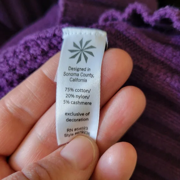 ATHLETA Purple Cable Knit Button Dowm Sweater Jacket Womens Size S - Picture 8 of 8